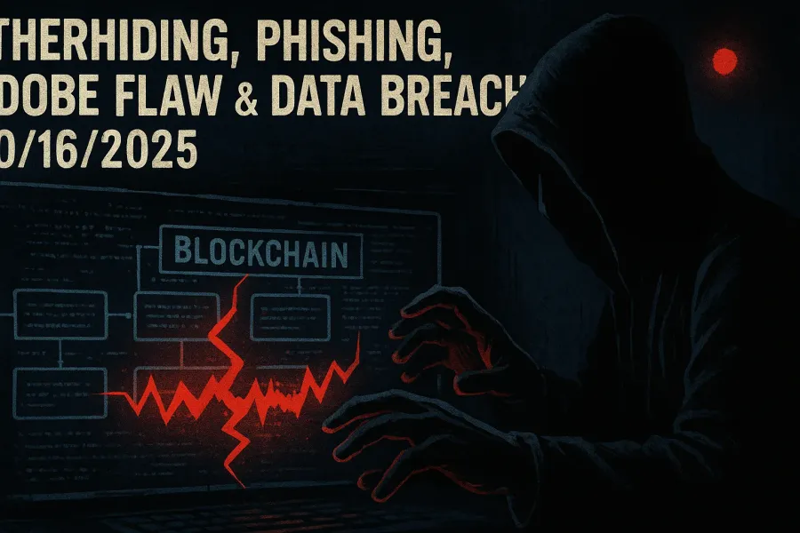 EtherHiding, Phishing, Adobe Flaw & Data Breach – 10/16/2025