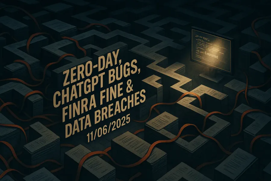 Zero-Day, ChatGPT Bugs, FINRA Fine & Data Breaches – 11/06/2025